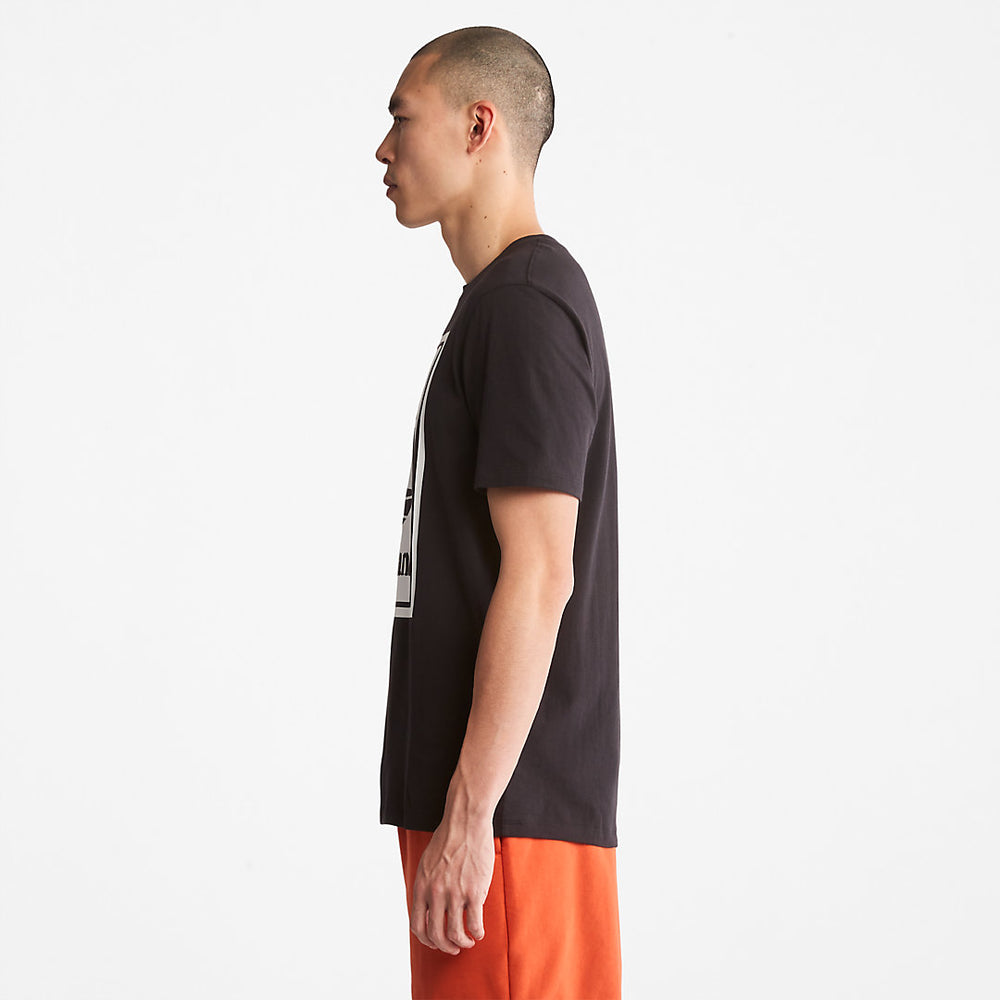 Stack Logo T-Shirt for Men in Black/White Timberland US