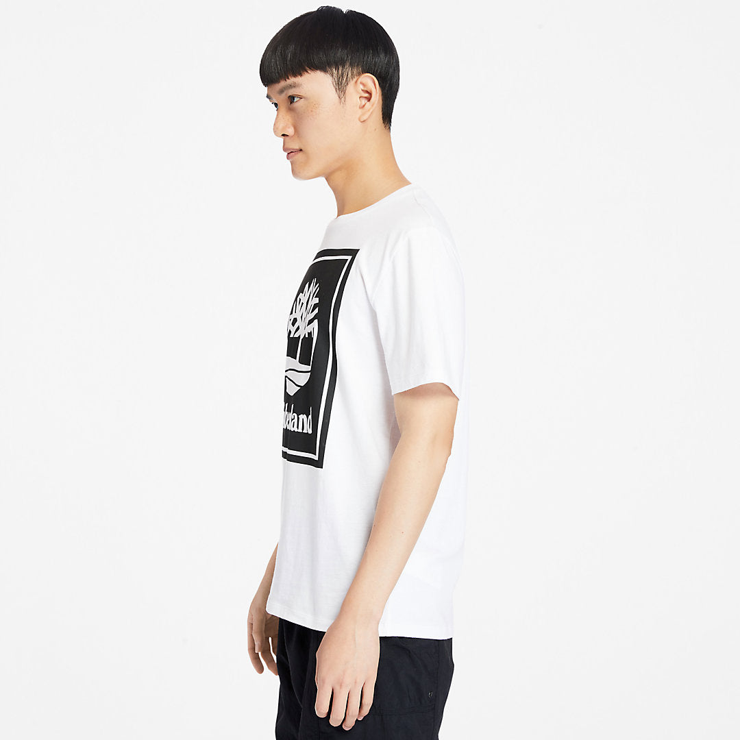 Stack Logo T-Shirt for Men in White Timberland For Sale