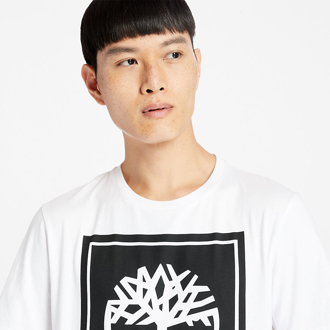 Stack Logo T-Shirt for Men in White Timberland For Sale
