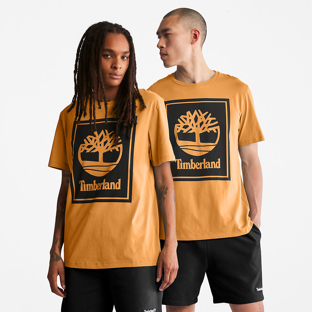 Stack Logo T-Shirt for Men in Orange/Black Timberland On Sale