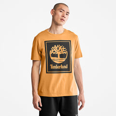Stack Logo T-Shirt for Men in Orange/Black Timberland On Sale