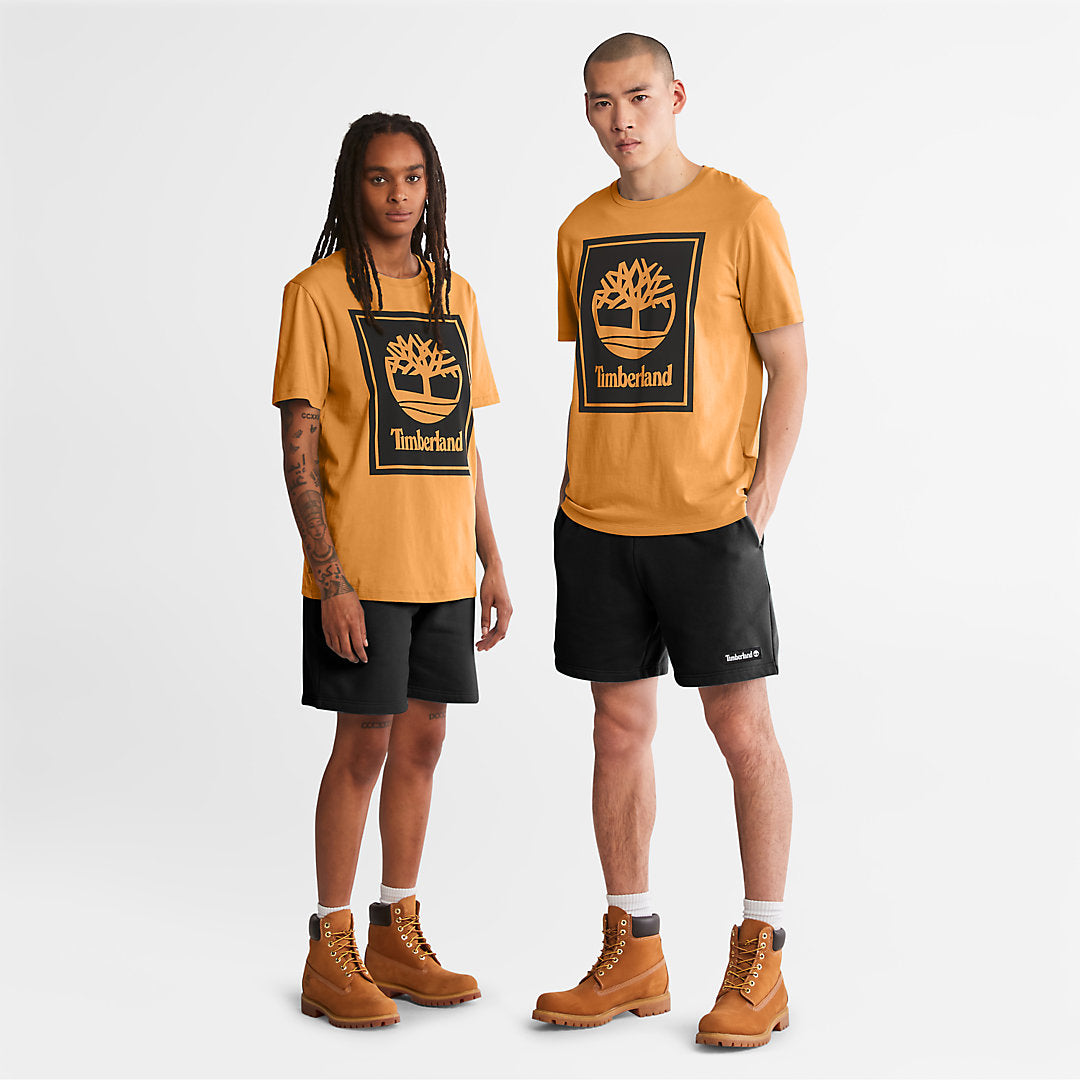 Stack Logo T-Shirt for Men in Orange/Black Timberland On Sale