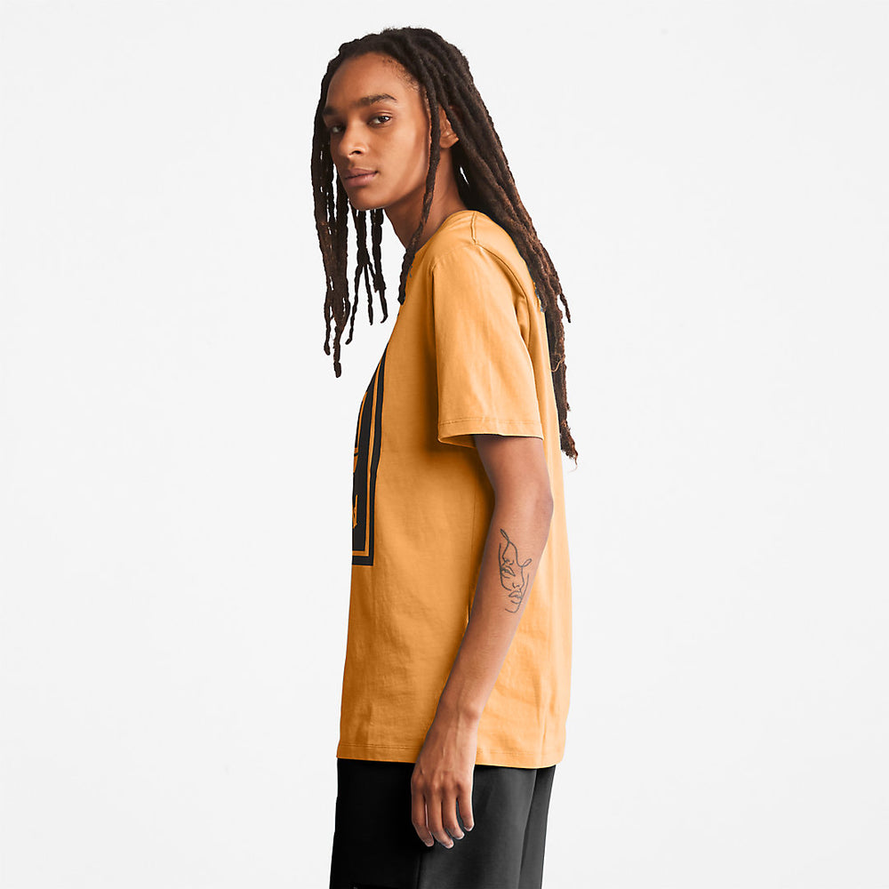 Stack Logo T-Shirt for Men in Orange/Black Timberland On Sale