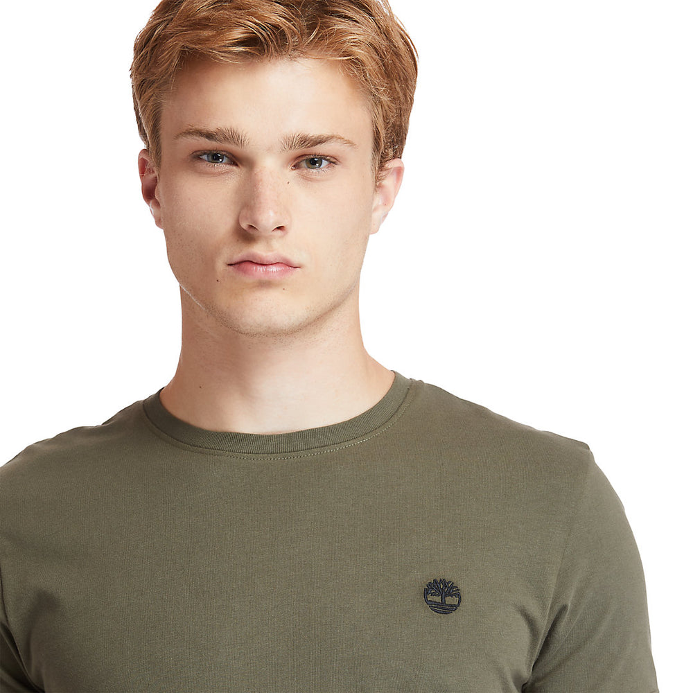 Dunstan River Crew Tee for Men in Dark Green Timberland On Sale
