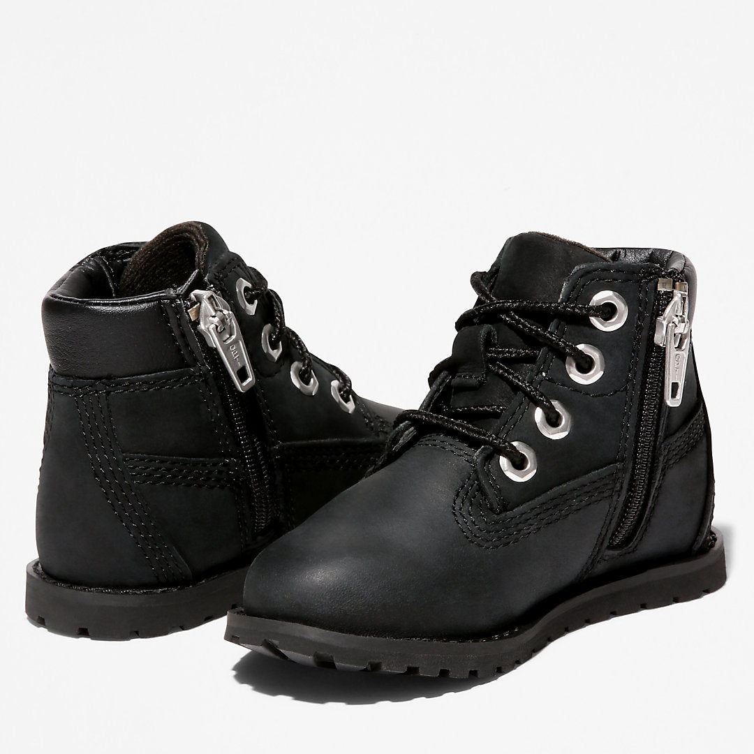 Toddler Pokey Pine 6-Inch Side-Zip Boots in Monochrome Black Timberland For Sale