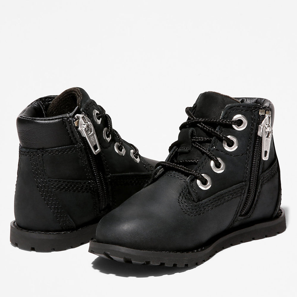 Toddler Pokey Pine 6-Inch Side-Zip Boots in Monochrome Black Timberland For Sale