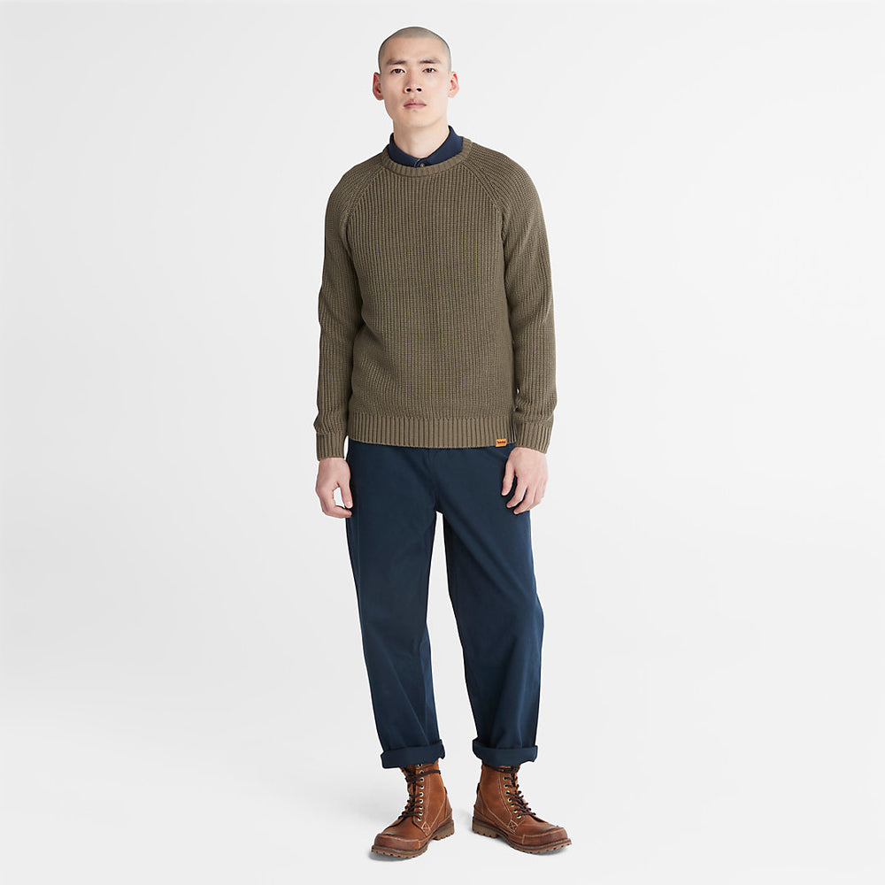 Beards Brook Crew-Neck Sweater for Men in Dark Green Timberland Discount