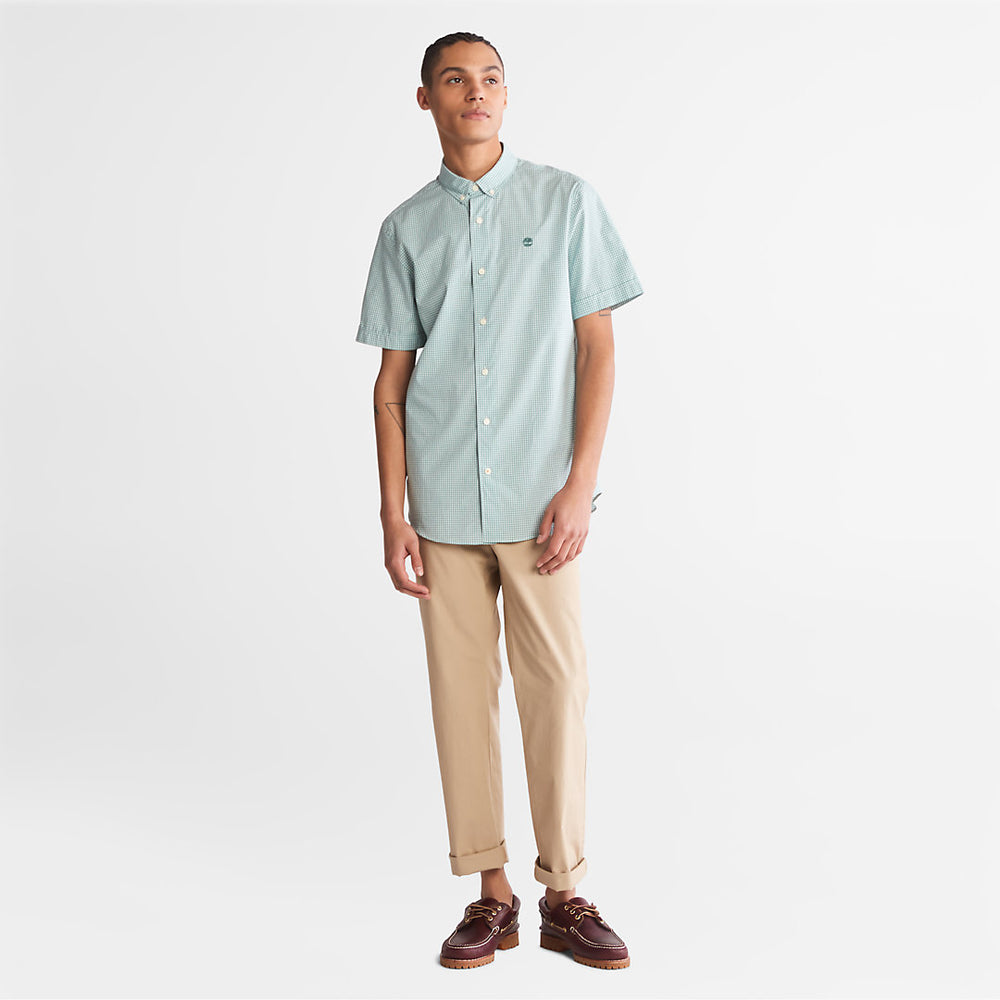 Suncook River Short-Sleeve Poplin Shirt for Men in Green Timberland For Sale