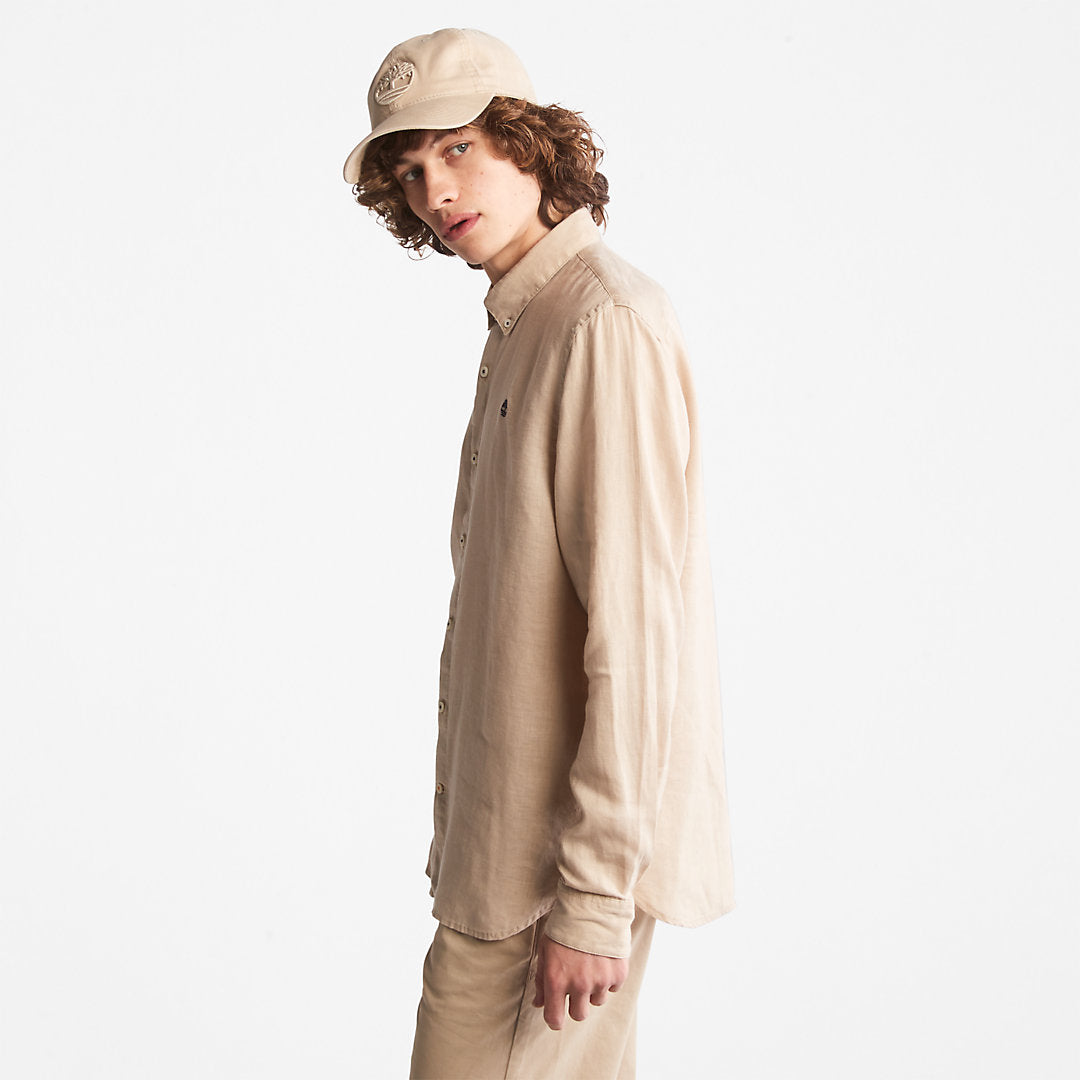 Mill River Slim-Fit Linen Shirt for Men in Beige Timberland Outlet