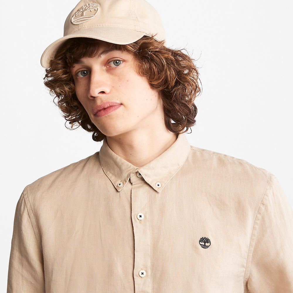 Mill River Slim-Fit Linen Shirt for Men in Beige Timberland Outlet