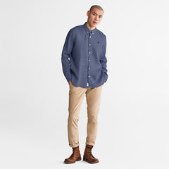 Mill River Slim-Fit Linen Shirt for Men in Blue or Navy Timberland Online