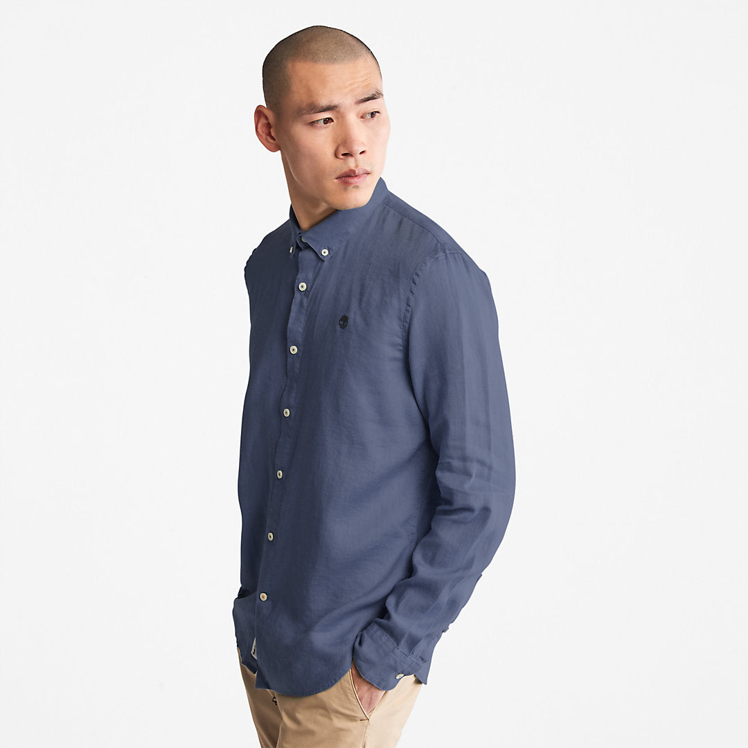 Mill River Slim-Fit Linen Shirt for Men in Blue or Navy Timberland Online