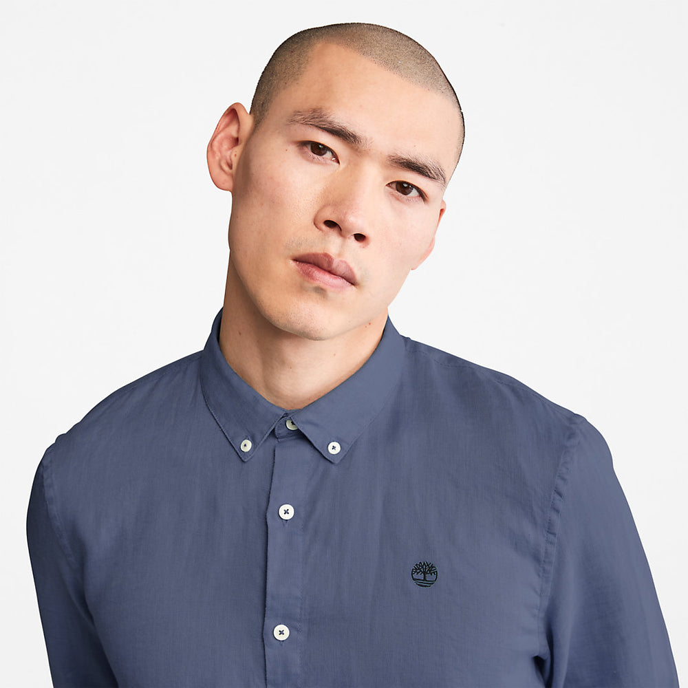 Mill River Slim-Fit Linen Shirt for Men in Blue or Navy Timberland Online