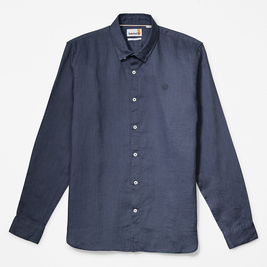 Mill River LS Linen Shirt for Men in Navy Timberland Discount