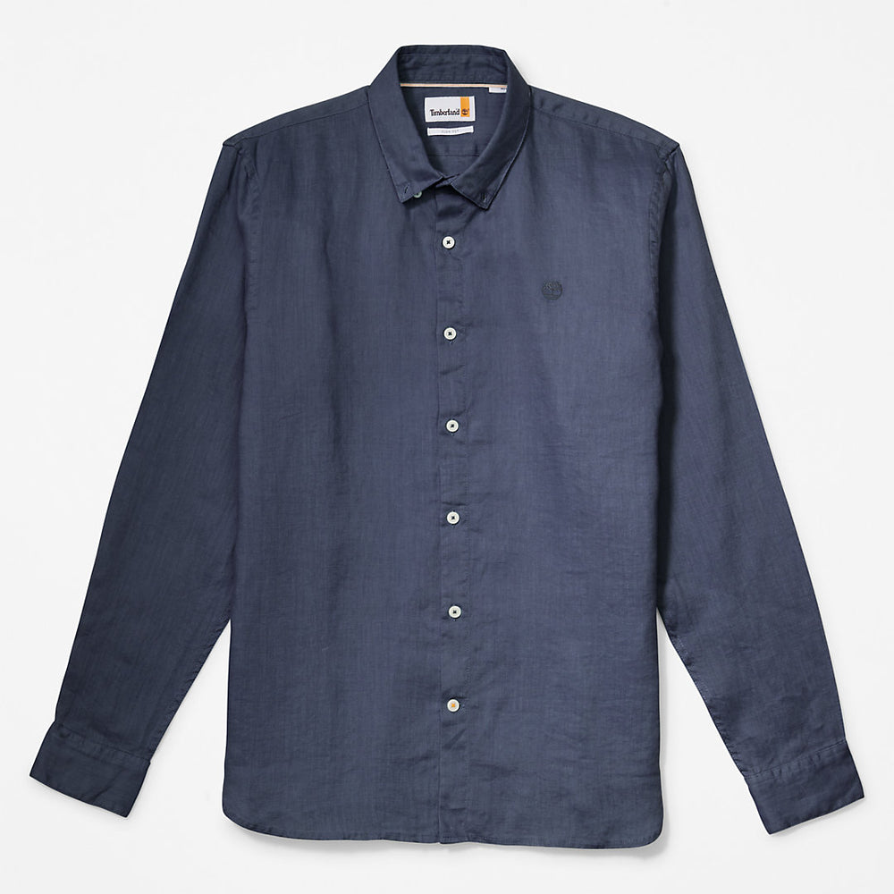 Mill River LS Linen Shirt for Men in Navy Timberland Discount