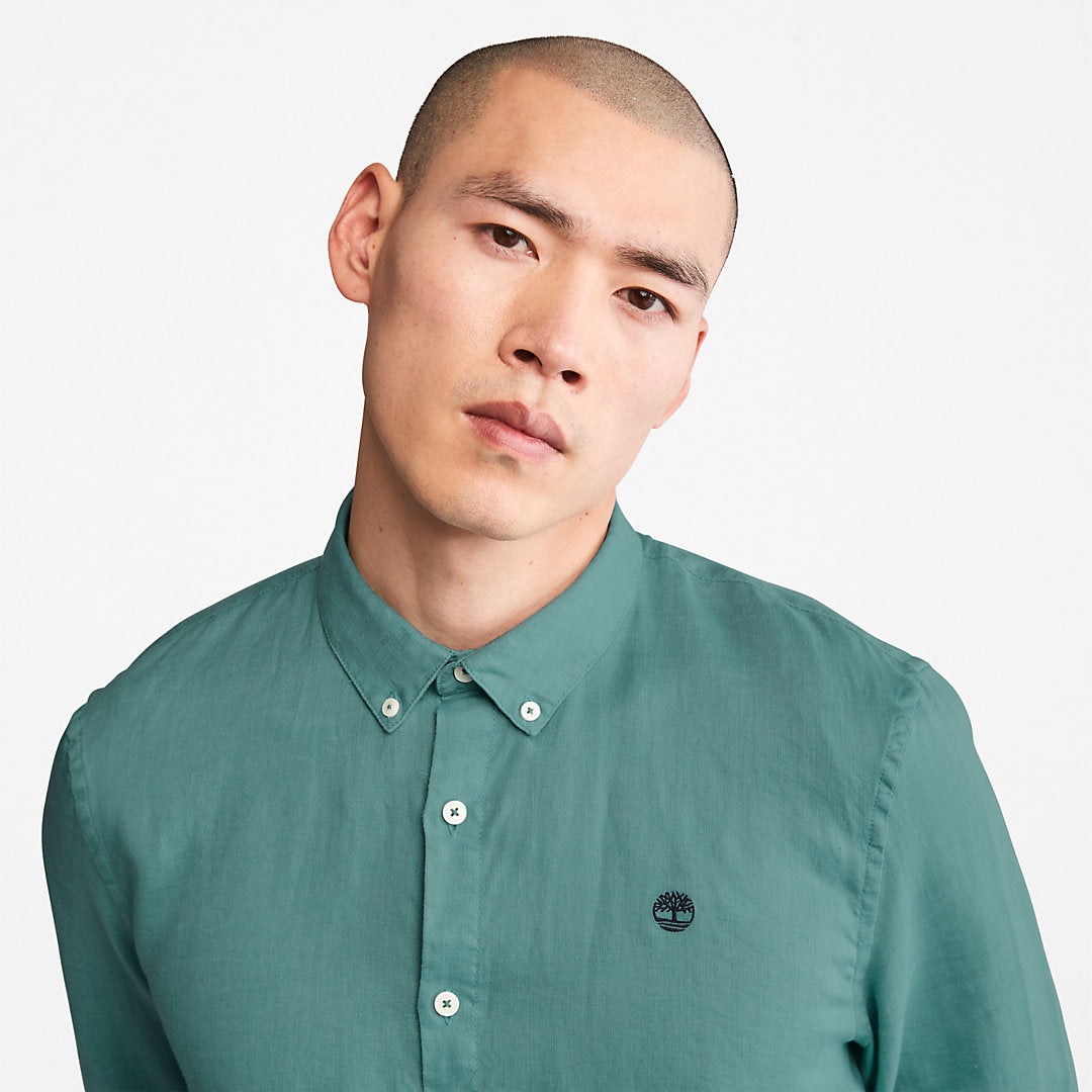 Mill River Slim-Fit Linen Shirt for Men in Teal Timberland Discount