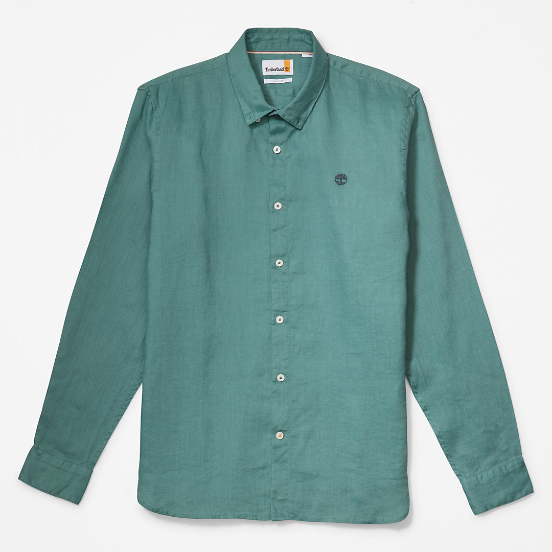 Mill River Slim-Fit Linen Shirt for Men in Teal Timberland Discount
