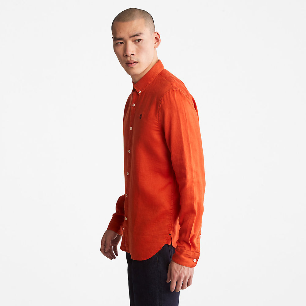 Mill River Slim-Fit Linen Shirt for Men in Orange Timberland US