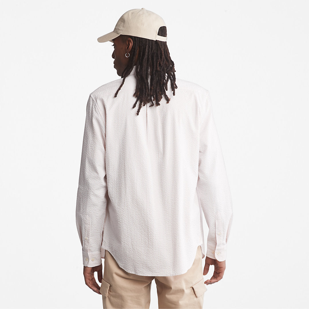 Striped Seersucker Shirt for Men in Light Pink Timberland Outlet