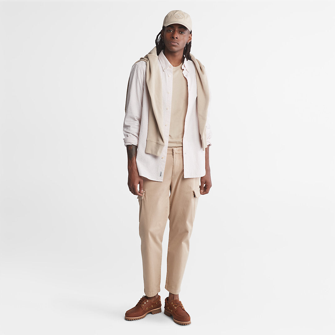 Striped Seersucker Shirt for Men in Light Pink Timberland Outlet