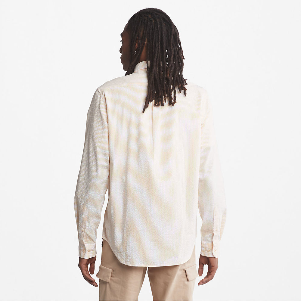 Striped Seersucker Shirt for Men in Orange Timberland Sale