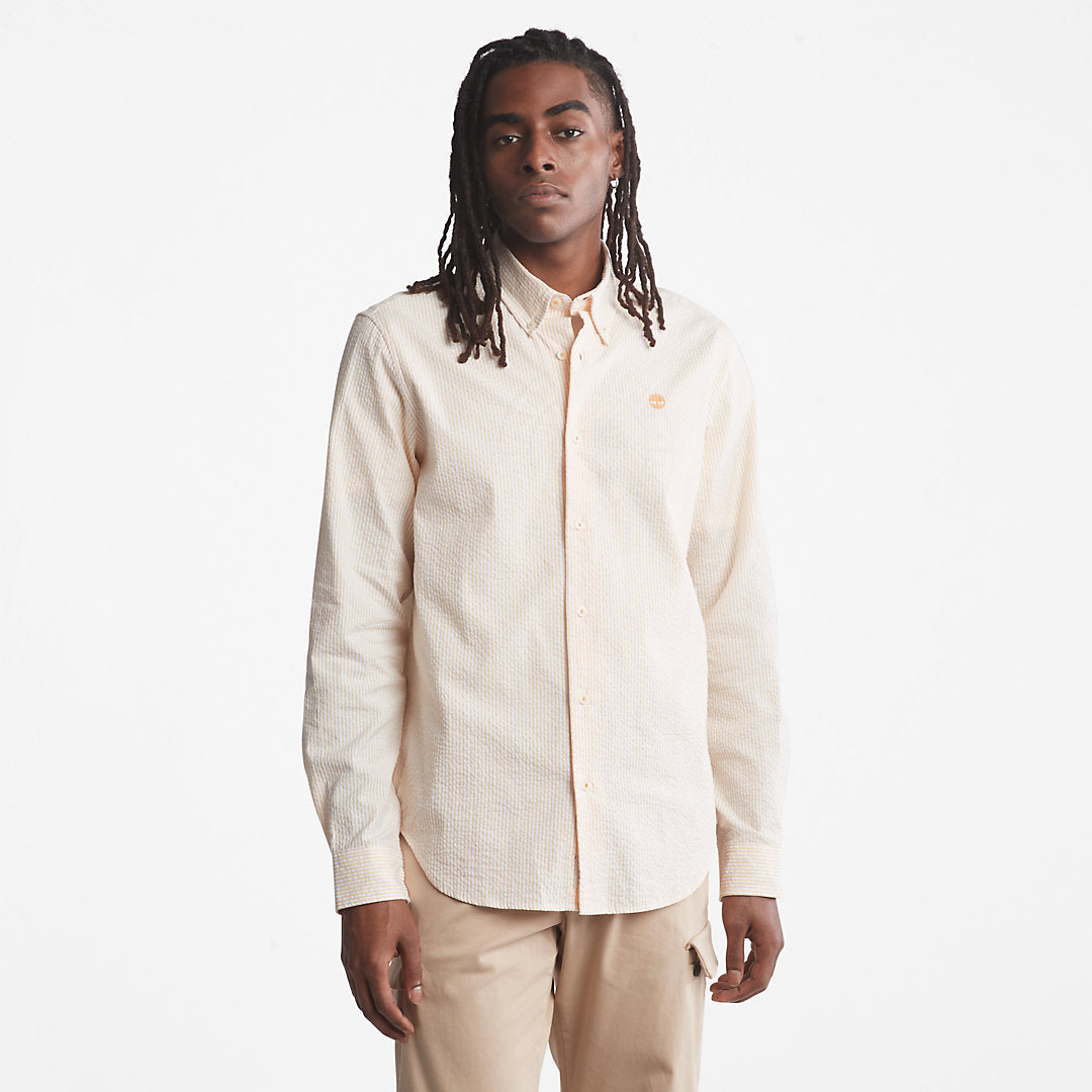 Striped Seersucker Shirt for Men in Orange Timberland Sale