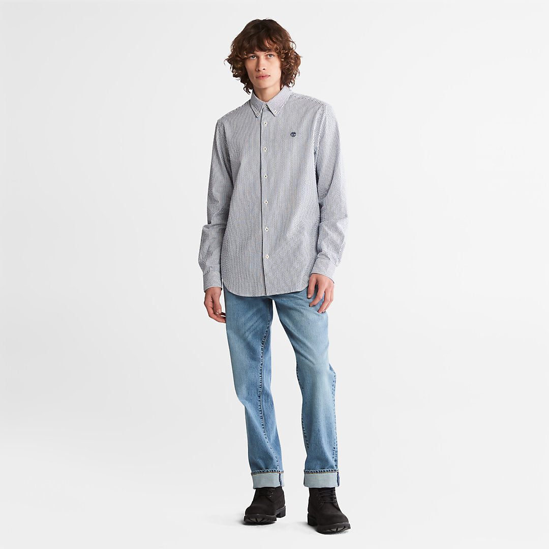 Striped Seersucker Shirt for Men in Navy Timberland Outlet