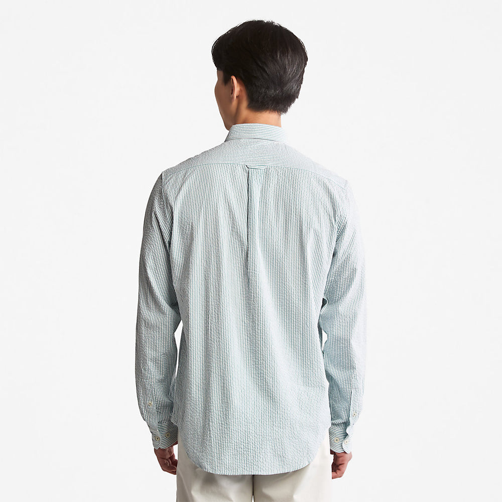 Striped Seersucker Shirt for Men in Green Timberland Discount