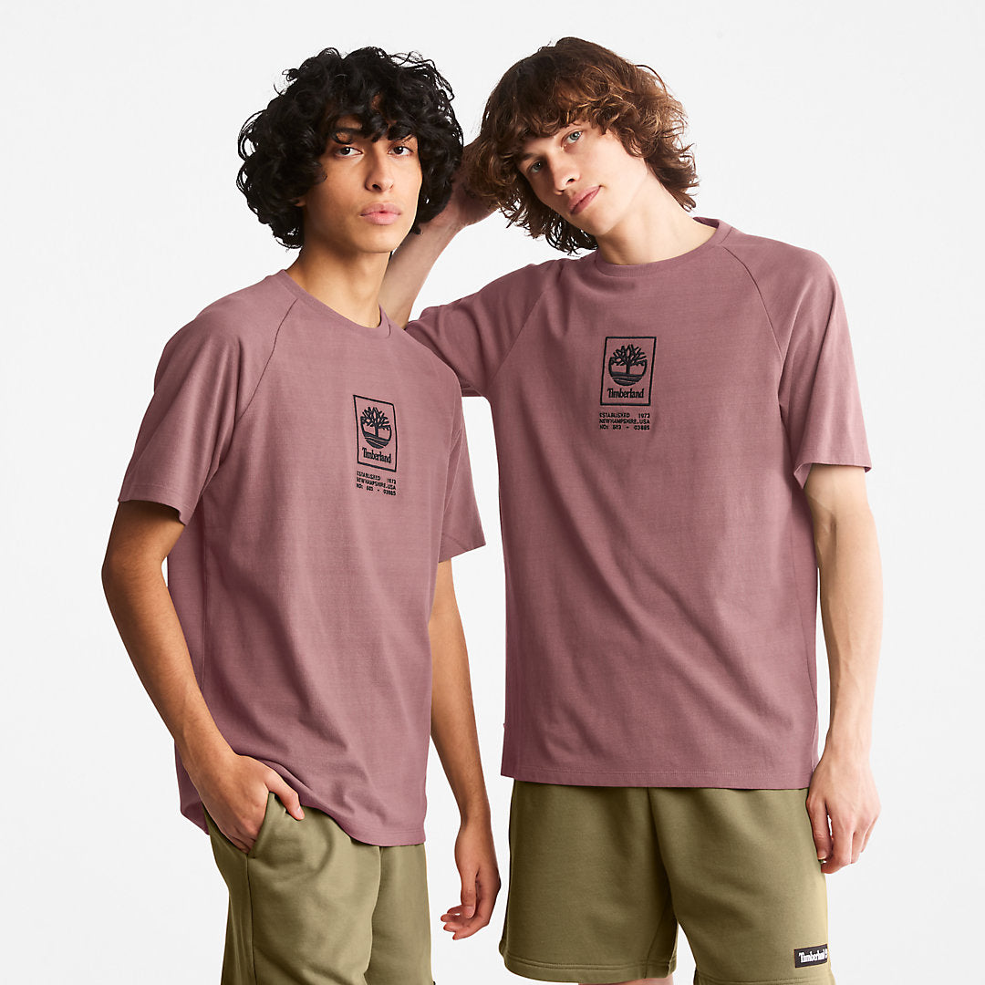 Stacked Logo T-shirt for Men in Dark Pink Timberland Discount