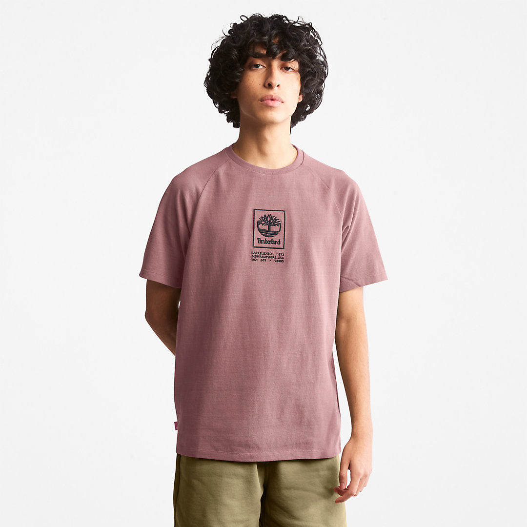 Stacked Logo T-shirt for Men in Dark Pink Timberland Discount