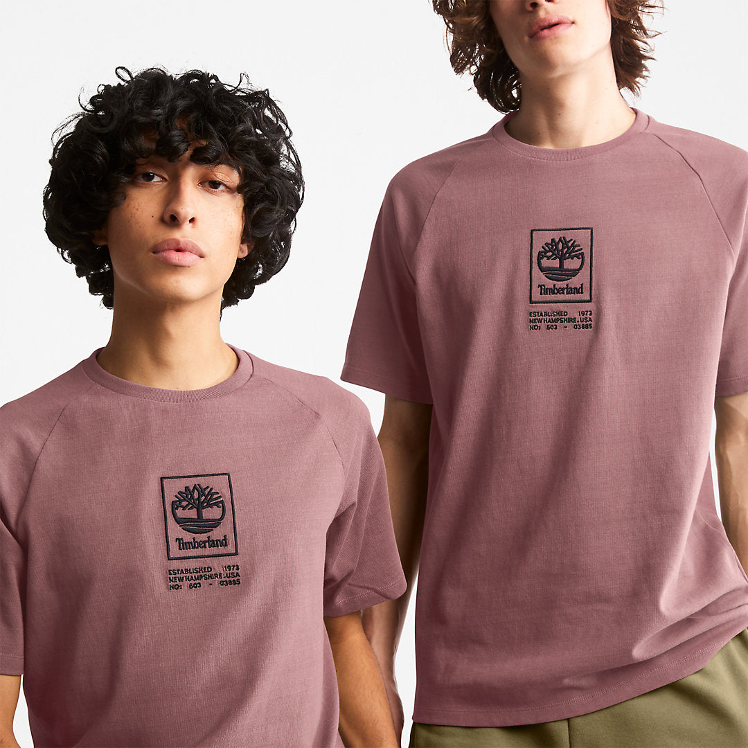 Stacked Logo T-shirt for Men in Dark Pink Timberland Discount