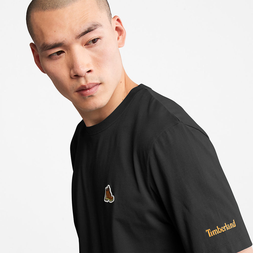 Boot Logo T-Shirt for Men in Black Timberland For Sale