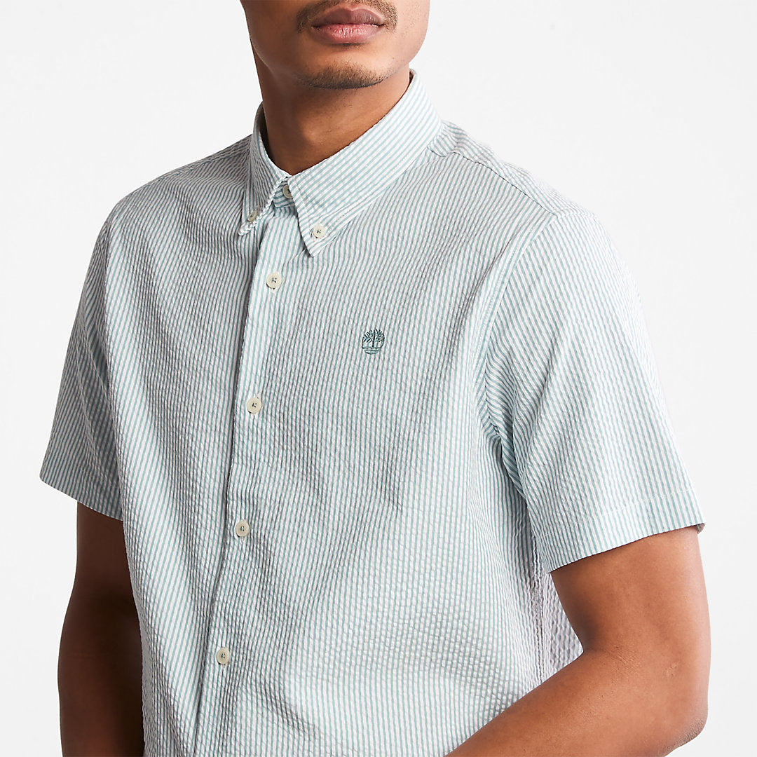 SS Seersucker Shirt for Men in Green Timberland On Sale