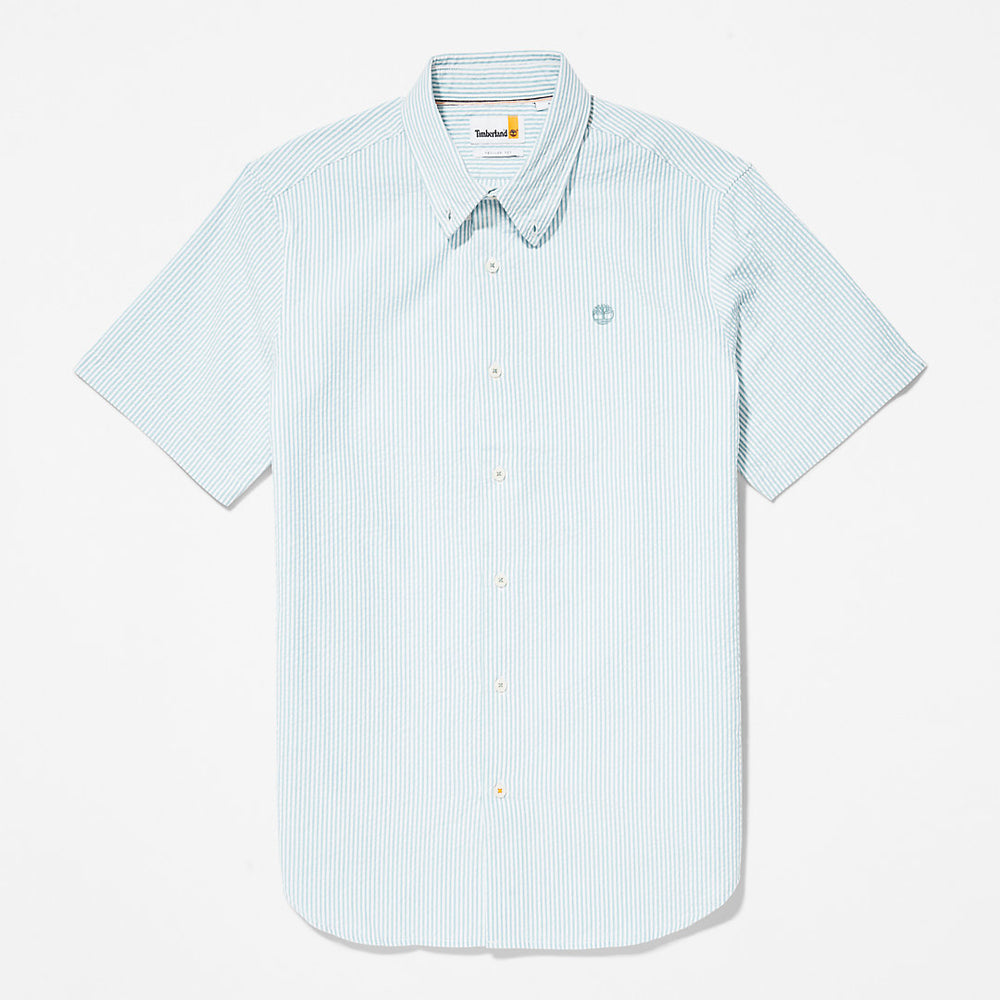 SS Seersucker Shirt for Men in Green Timberland On Sale