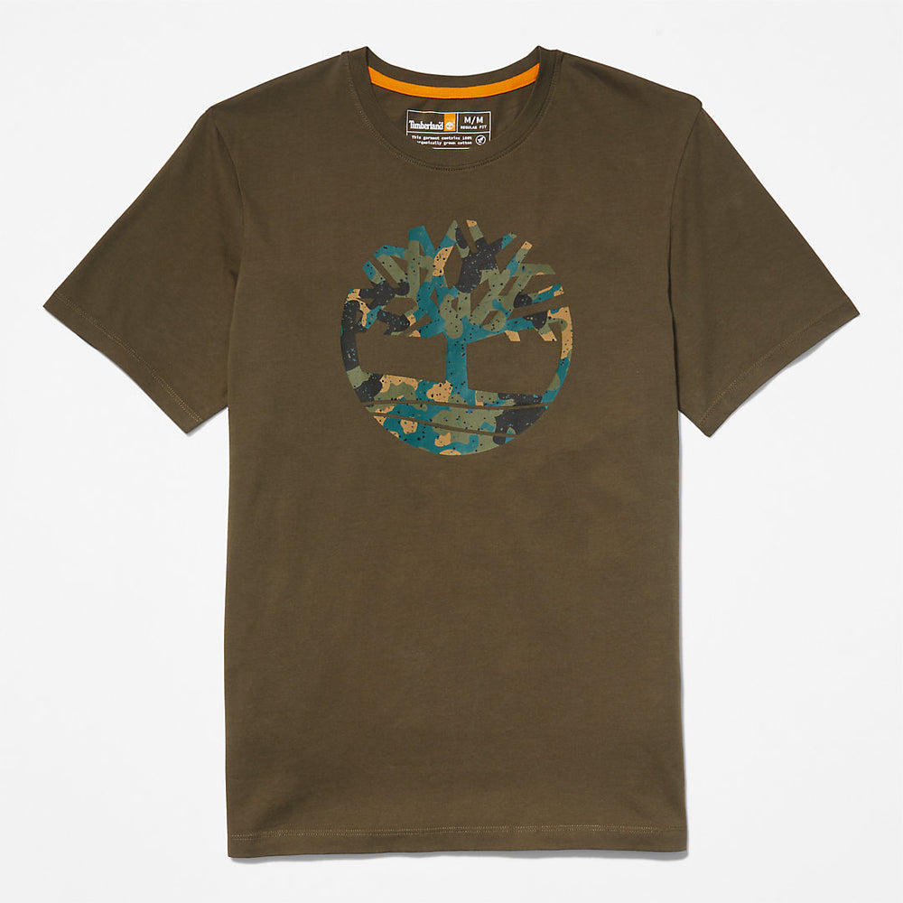 Camo-Logo T-Shirt for Men in Dark Green Timberland Discount