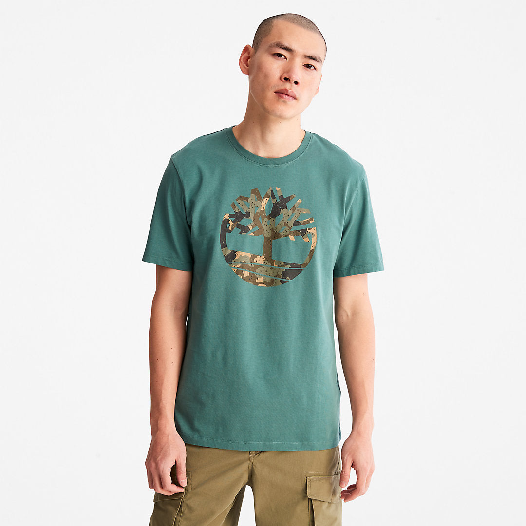 Camo-Logo T-Shirt for Men in Light Green Timberland US