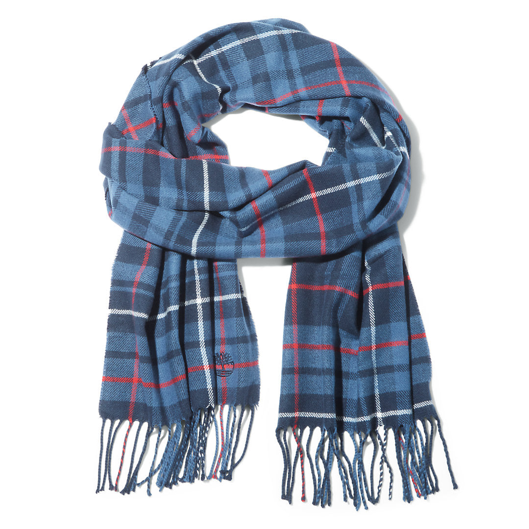 Check Scarf with Gift Box for Men in Navy Timberland On Sale