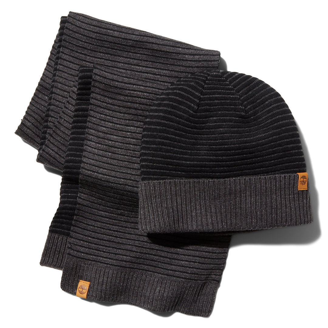 Ottoman-Rib Beanie and Scarf Gift Set for Men in Grey Timberland Online