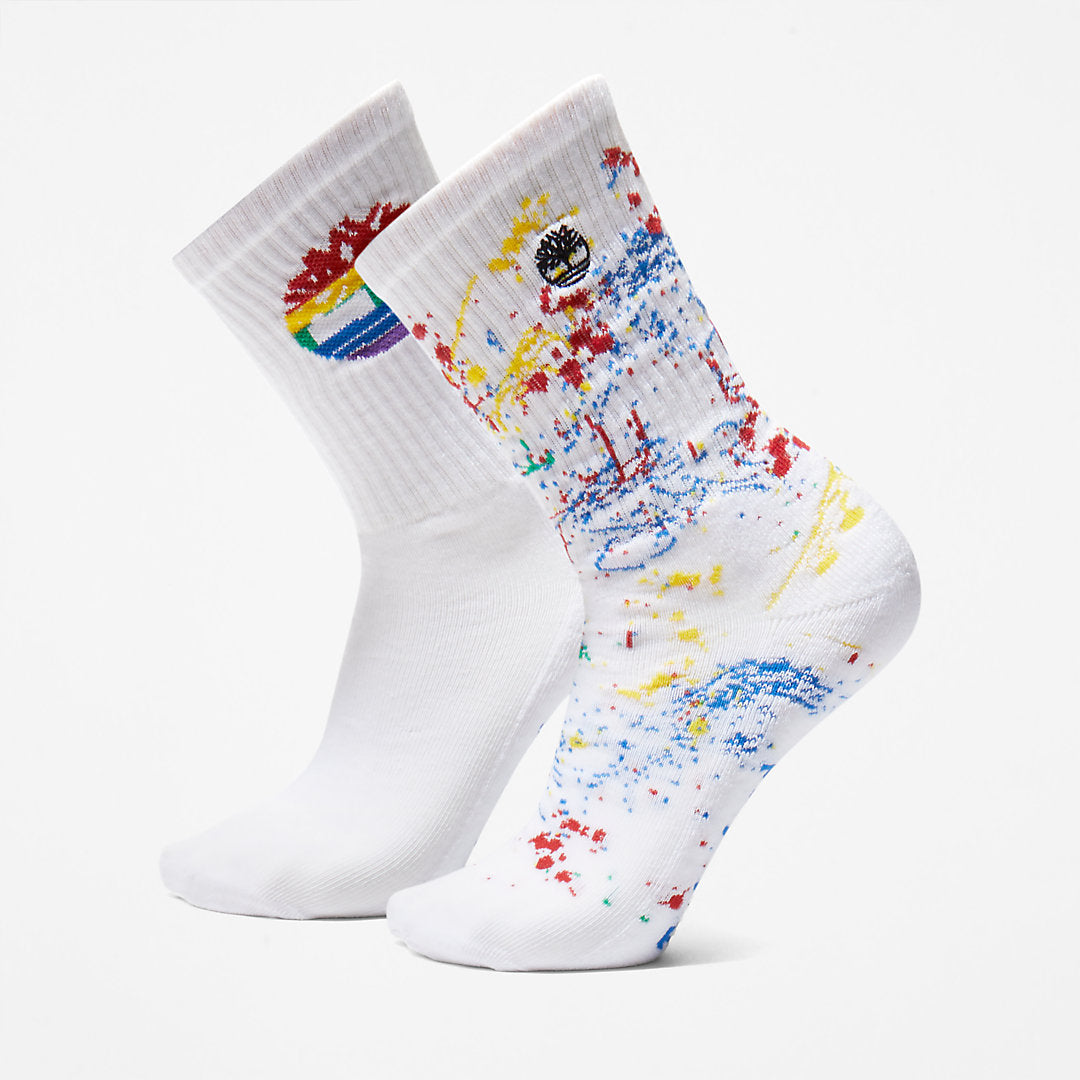2-Pack Pride Crew Socks for Men in White Timberland On Sale
