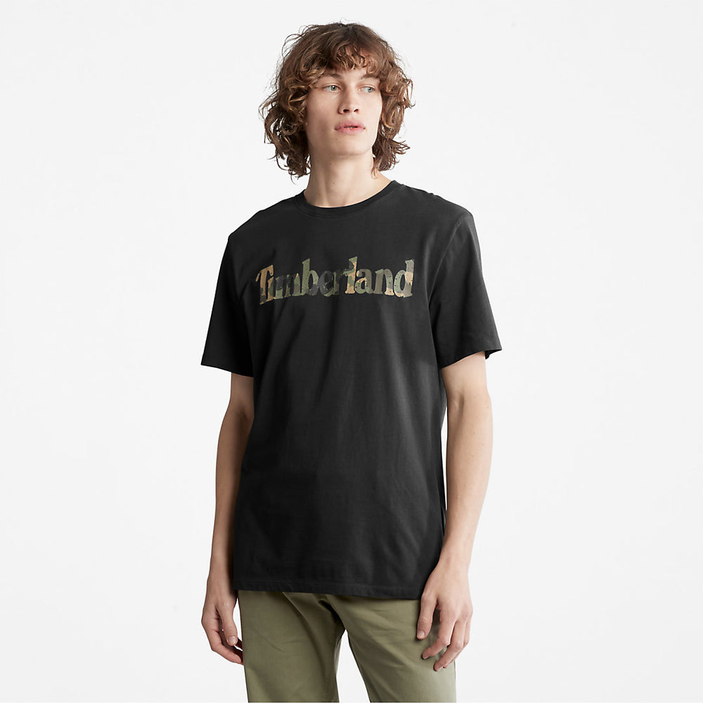 Camo-Logo T-Shirt for Men in Black Timberland For Sale