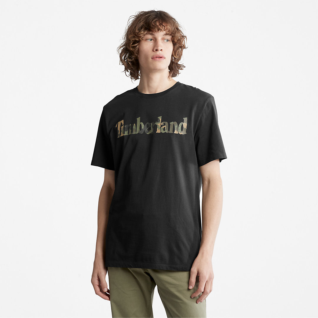 Camo-Logo T-Shirt for Men in Black Timberland For Sale