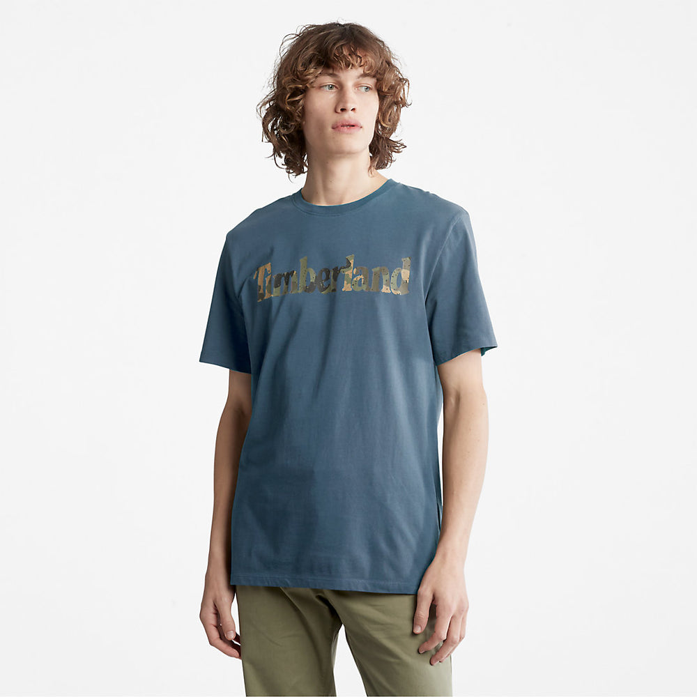 Camo-Logo T-Shirt for Men in Blue Timberland Sale