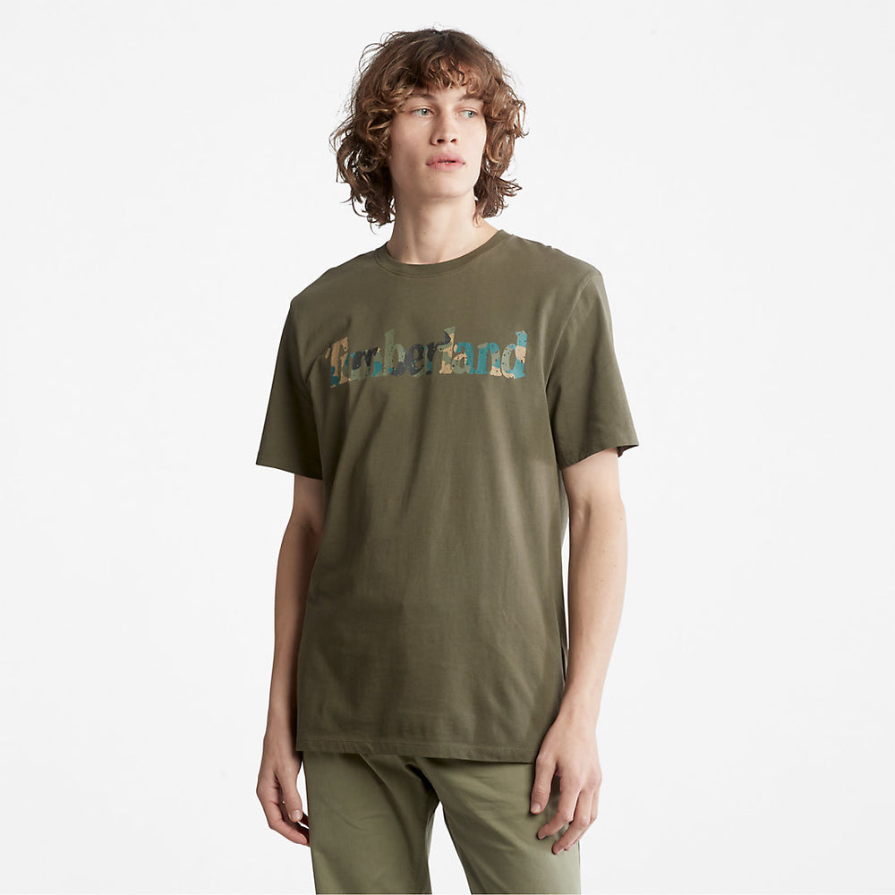 Camo-Logo T-Shirt for Men in Dark Green Timberland US