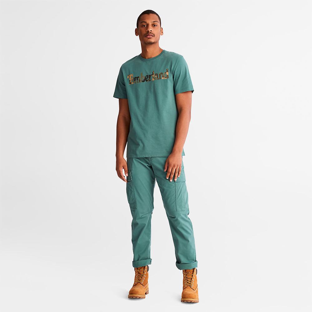 Camo-Logo T-Shirt for Men in Green Timberland On Sale