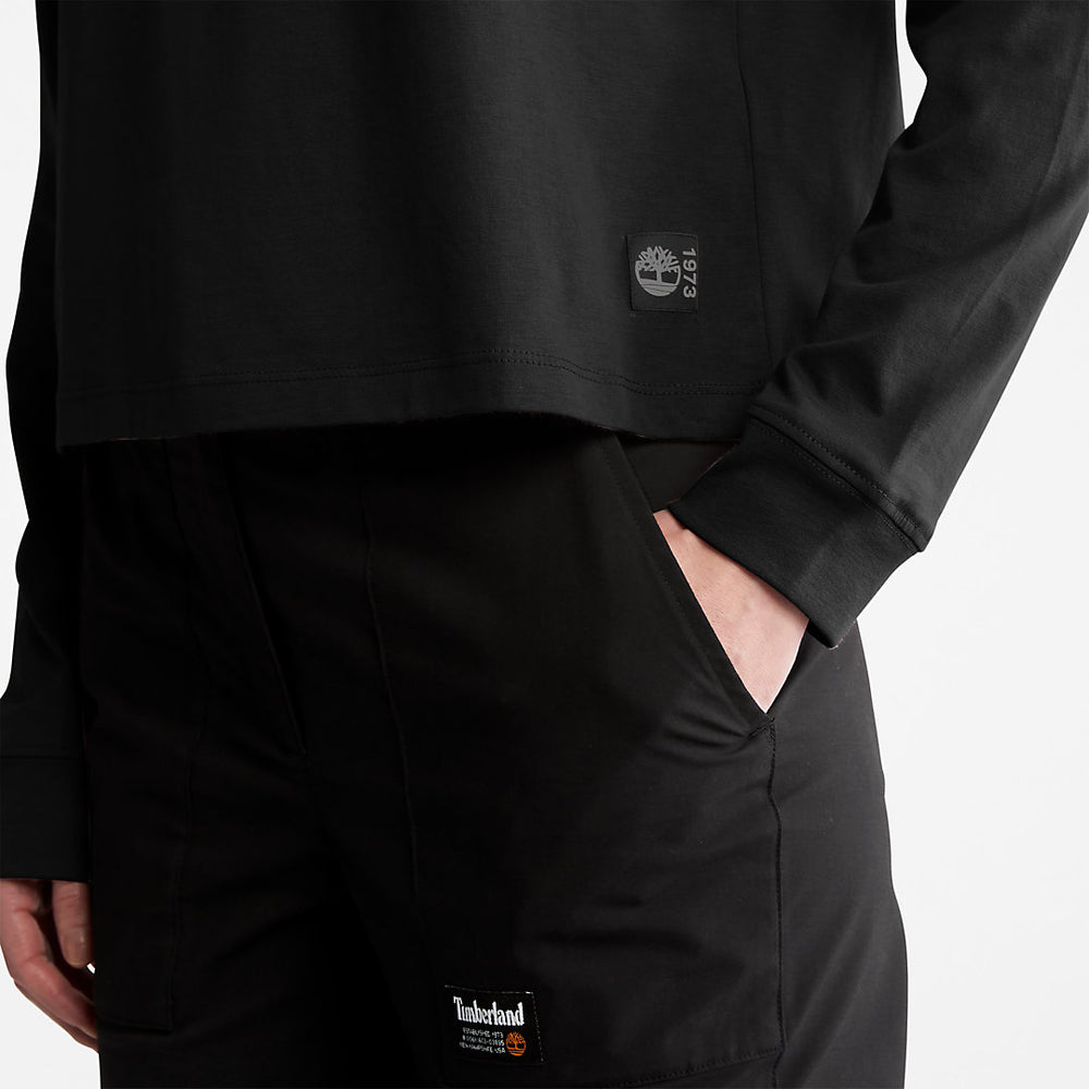 Anti-Odour Supima® Cotton Long-sleeved T-Shirt for Women in Black Timberland On Sale