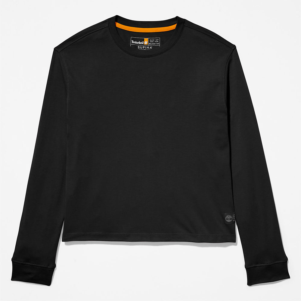 Anti-Odour Supima® Cotton Long-sleeved T-Shirt for Women in Black Timberland On Sale