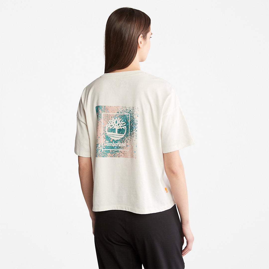 Back Graphic Logo T-Shirt for Women in White Timberland For Sale
