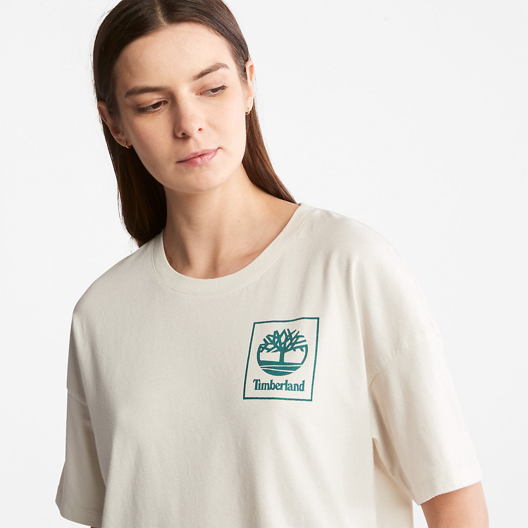 Back Graphic Logo T-Shirt for Women in White Timberland For Sale