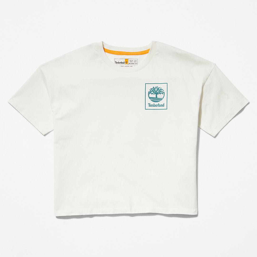 Back Graphic Logo T-Shirt for Women in White Timberland For Sale