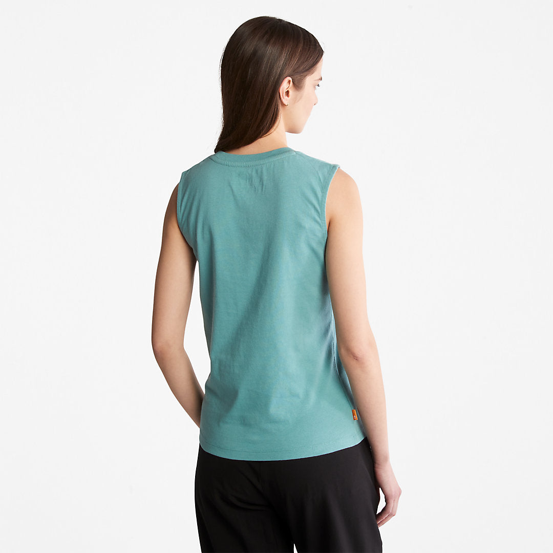 Logo Tank Top for Women in teal Timberland For Sale